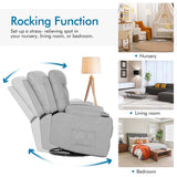 360° Swivel Electric Massage Recliner Rocking Chair Single Soft Sofa with Heater & Retractable Footrest