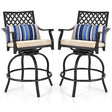 2/4 Pcs 360° Swivel Rocking Bar Stools with Back & Soft Cushions, Steel Frame Outdoor Bar Height Dining Chairs