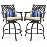 2/4 Pcs 360° Swivel Rocking Bar Stools with Back & Soft Cushions, Steel Frame Outdoor Bar Height Dining Chairs