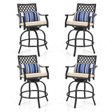 2/4 Pcs 360° Swivel Rocking Bar Stools with Back & Soft Cushions, Steel Frame Outdoor Bar Height Dining Chairs