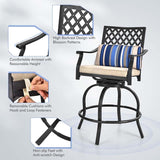 2/4 Pcs 360° Swivel Rocking Bar Stools with Back & Soft Cushions, Steel Frame Outdoor Bar Height Dining Chairs