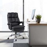 Adjustable Executive Office Reclining Chair with Retractable Footrest,  330 lbs PU Leather Swivel Computer Desk Chair for Office Home