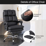 Adjustable Executive Office Reclining Chair with Retractable Footrest,  330 lbs PU Leather Swivel Computer Desk Chair for Office Home