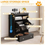 Dog Feeding Station Dog Food Storage Cabinet w/2 Raised Dog Bowls, Pull Out Elevated Dog Bowls for Water & Feeding Supplies, Pet Toy Storage Organizer