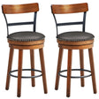 2-Pack 25.5" Wooden Swivel Bar Stools Counter Height Pub Kitchen Dining Chairs with Leather Padded Seat