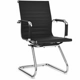 Set of 2 Sled Base Office Chair Heavy Duty Conference Chair PU Leather Guest Chairs for Guest Reception