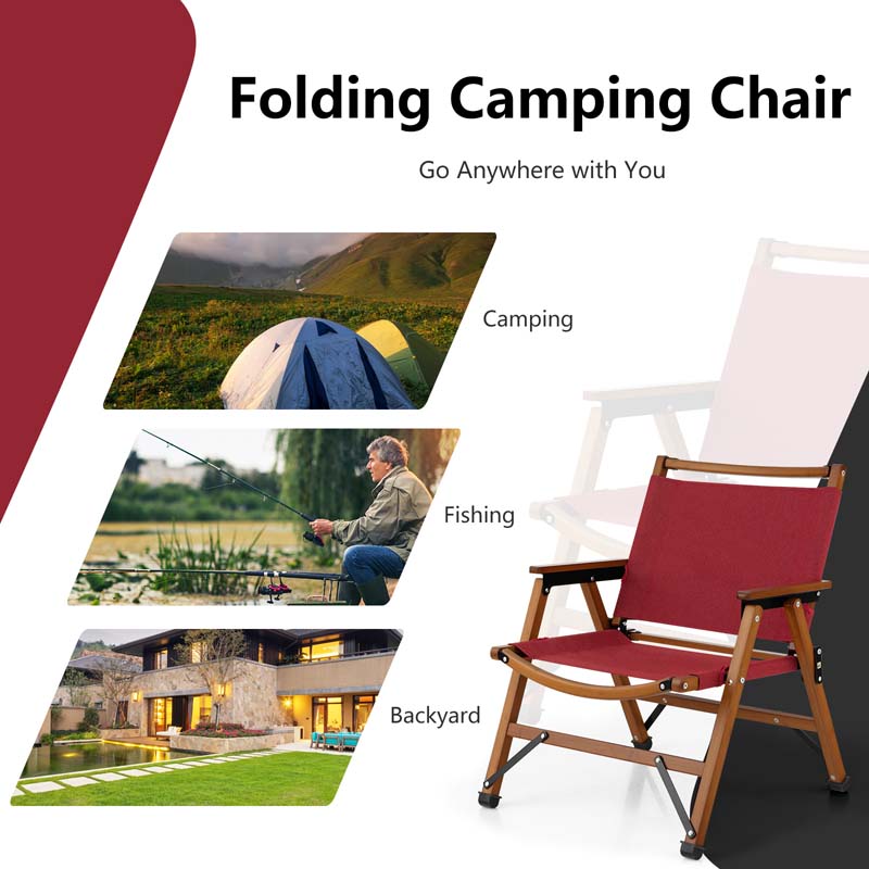 2-Pack Ultralight Bamboo Patio Folding Camping Beach Chairs, Portable Outdoor Lawn Chairs for Backpacking Hiking Fishing Picnic