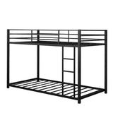 Metal Bunk Bed Twin Over Twin, Classic Bunk Bed Frame Platform with Side Ladder & Safety Guardrail