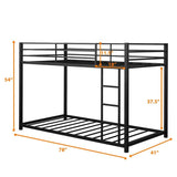 Metal Bunk Bed Twin Over Twin, Classic Bunk Bed Frame Platform with Side Ladder & Safety Guardrail