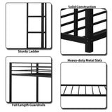 Metal Bunk Bed Twin Over Twin, Classic Bunk Bed Frame Platform with Side Ladder & Safety Guardrail