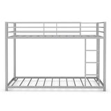 Metal Bunk Bed Twin Over Twin, Classic Bunk Bed Frame Platform with Side Ladder & Safety Guardrail