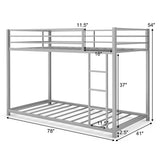 Metal Bunk Bed Twin Over Twin, Classic Bunk Bed Frame Platform with Side Ladder & Safety Guardrail