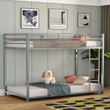 Metal Bunk Bed Twin Over Twin, Classic Bunk Bed Frame Platform with Side Ladder & Safety Guardrail