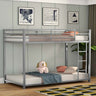 Metal Bunk Bed Twin Over Twin, Classic Bunk Bed Frame Platform with Side Ladder & Safety Guardrail