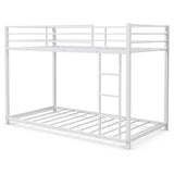 Metal Bunk Bed Twin Over Twin, Classic Bunk Bed Frame Platform with Side Ladder & Safety Guardrail