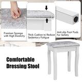 5-Drawer Vanity Table Set with 10 LED Dimmable Bulbs, Bedroom Makeup Dressing Table with Cushioned Stool