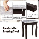 5-Drawer Vanity Table Set with 10 LED Dimmable Bulbs, Bedroom Makeup Dressing Table with Cushioned Stool