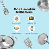 Wooden Kids Kitchen Playset w/Cookware Utensil, Phone, Clock, Water Dispenser, Pretend Cooking Toy Gift Toddlers Play Kitchen Set