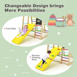 8-in-1 Wooden Climbing Toys for Toddlers, Kids Indoor Playground Jungle Gym Climber Playset with Slide