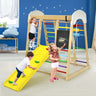 8-in-1 Wooden Climbing Toys for Toddlers, Kids Indoor Playground Jungle Gym Climber Playset with Slide