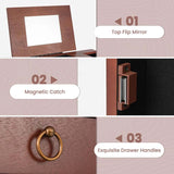 Walnut Wooden Jewelry Cabinet with 9 Drawers, 2 Side Doors & Flip Top Mirror, Bedroom Jewelry Armoire Storage Chest Stand