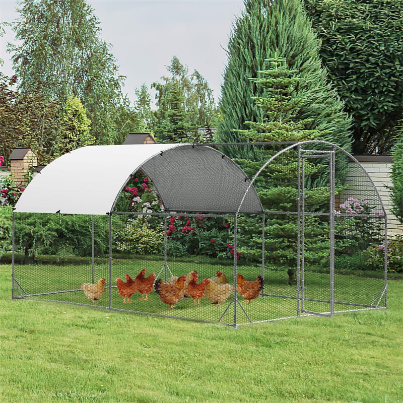 12.5 FT Large Metal Chicken Coop Walk-in Dome Poultry Cage Hen Run House Rabbits Habitat Cage with Cover