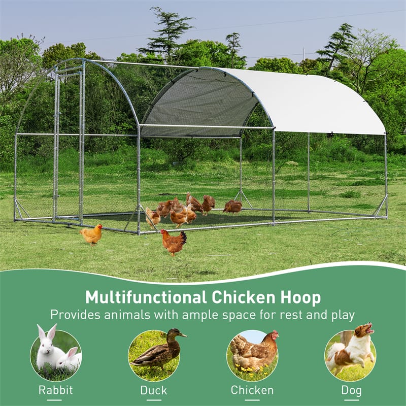 12.5 FT Large Metal Chicken Coop Walk-in Dome Poultry Cage Hen Run House Rabbits Habitat Cage with Cover