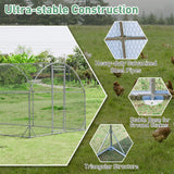 12.5 FT Large Metal Chicken Coop Walk-in Dome Poultry Cage Hen Run House Rabbits Habitat Cage with Cover