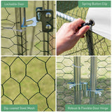 12.5 FT Large Metal Chicken Coop Walk-in Dome Poultry Cage Hen Run House Rabbits Habitat Cage with Cover