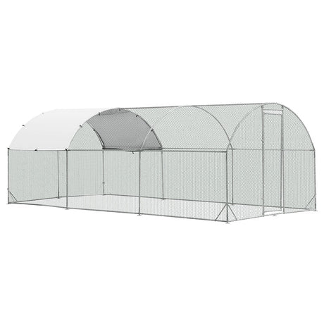 19 FT Large Metal Chicken Coop Walk-in Dome Poultry Cage Hen Run House Rabbits Habitat Cage with Cover