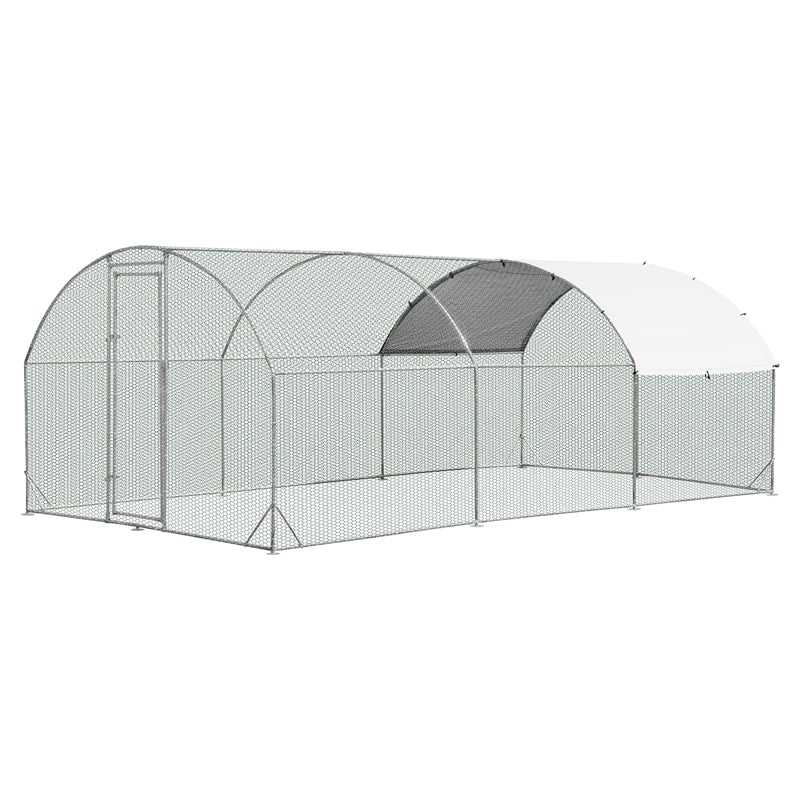 19 FT Large Metal Chicken Coop Walk-in Dome Poultry Cage Hen Run House Rabbits Habitat Cage with Cover