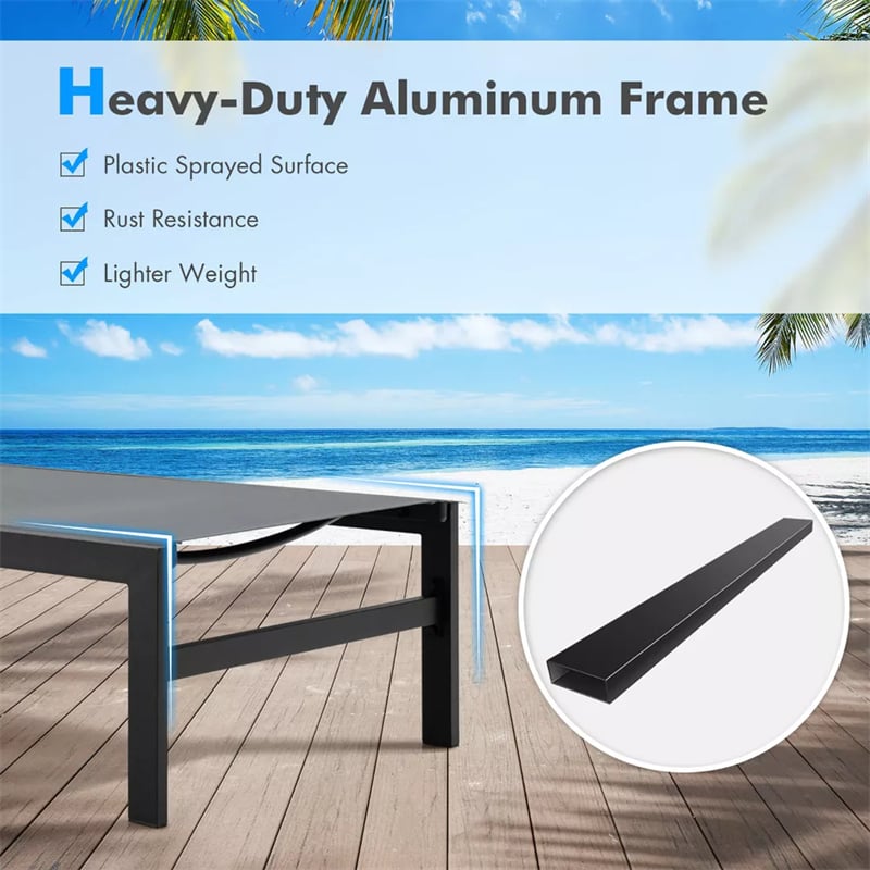 Quick-drying Fabric Sun Lounger for Pool Deck Patio Beach Lawn, 6-Position Aluminium Outdoor Chaise Lounge Chair
