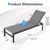 Quick-drying Fabric Sun Lounger for Pool Deck Patio Beach Lawn, 6-Position Aluminium Outdoor Chaise Lounge Chair