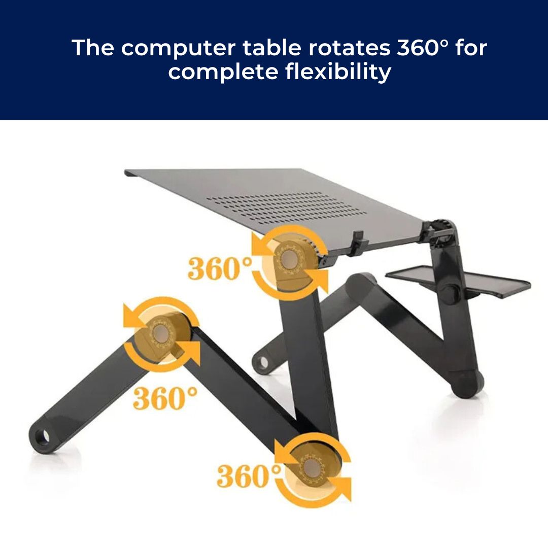 Adjustable Laptop Stand for Bed, Couch & Desk - Ergonomic Design with Cooling Function for Comfort and Productivity