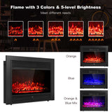 70" Mantel Fireplace TV Stand with 28.5" 750W/1500W Electric Fireplace Insert, Modern Media Fireplace Cabinet Built-in 6 Storage Shelves