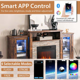 Fireplace TV Stand with 16 Color LED Lights for TVs up to 65", TV Console Entertainment Center with 18" Electric Fireplace Insert