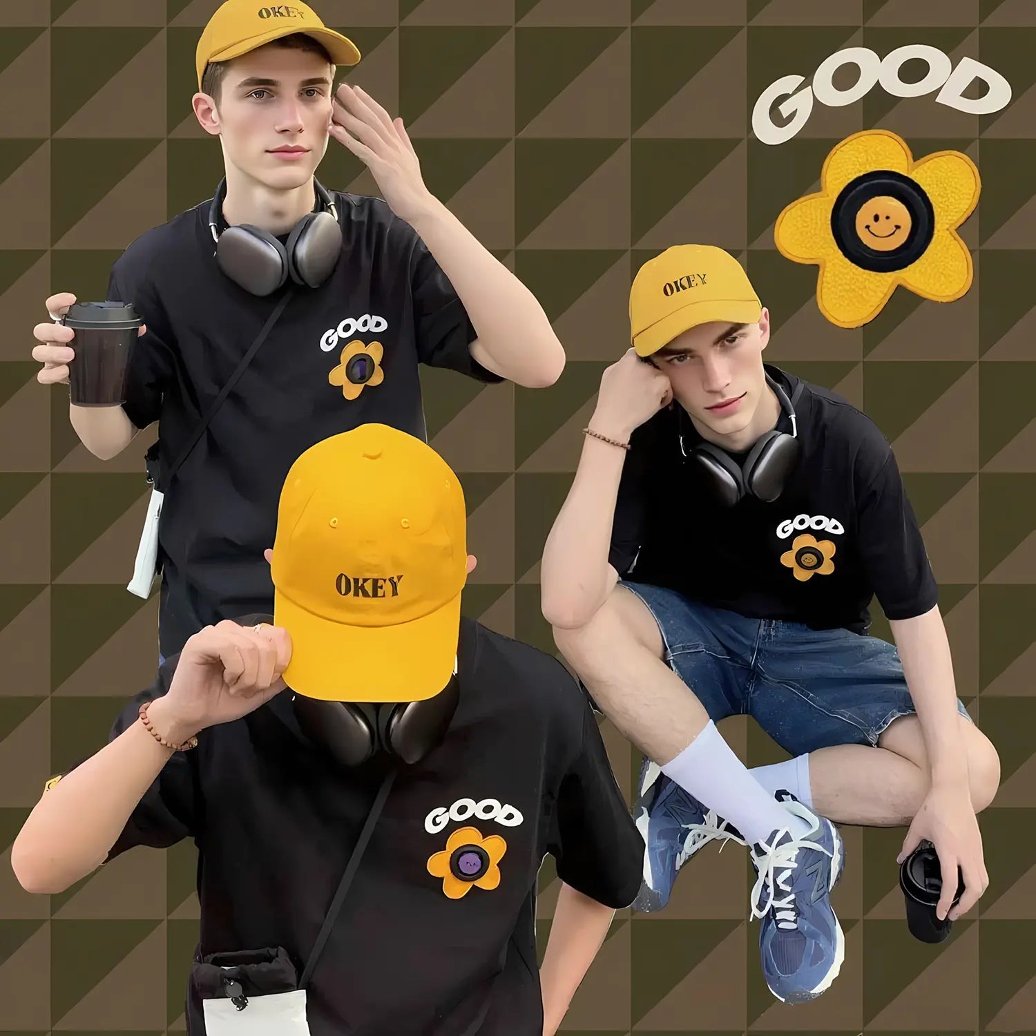 ??Back to School Gifts - Fitvii High Quality Dynamic Pixel "GOOD" Mood T-Shirt