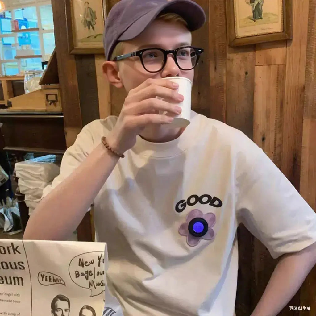 ??Back to School Gifts - Fitvii High Quality Dynamic Pixel "GOOD" Mood T-Shirt