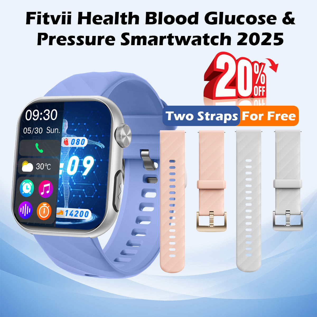 FITVII HM57 Health & Fitness Tracker (Answer/Make Calls), Smart Watch with HR+BP+SPO2 Monitor