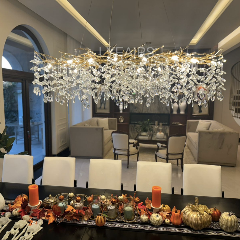 French Style Crystal Chandelier with Branch Design for Living Room & Dining Room Lighting