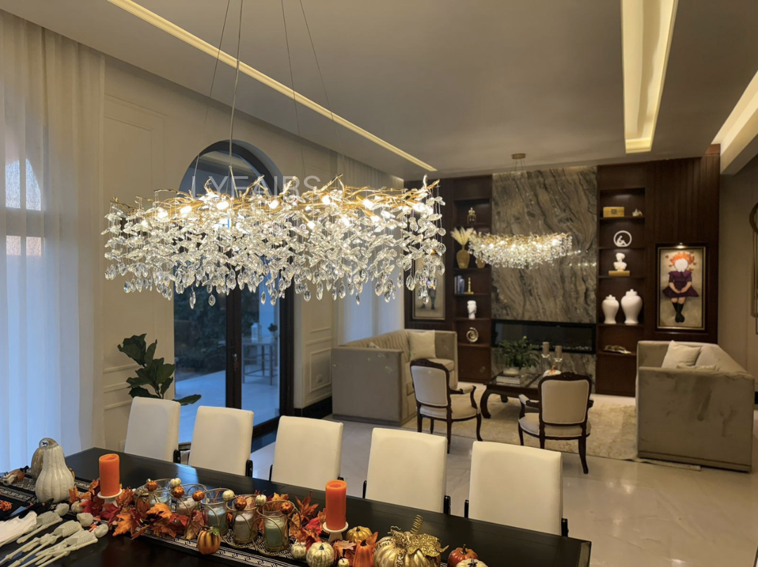 French Style Crystal Chandelier with Branch Design for Living Room & Dining Room Lighting