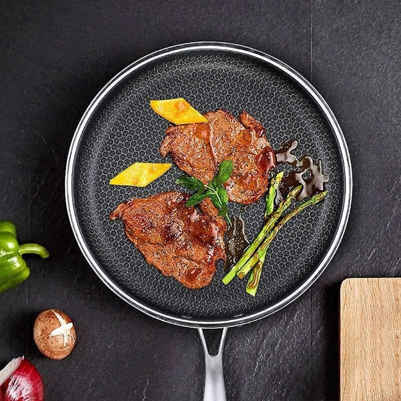 Stainless Steel Non-Stick Frying Pan | Durable, Ergonomic Design & Compatible with All Cooktops for Everyday Cooking