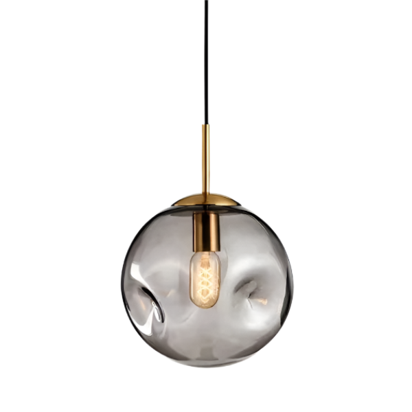 Glass Spherical Pendant Light Fixture - Modern Hanging Lamp for Kitchen, Dining Room & Living Spaces