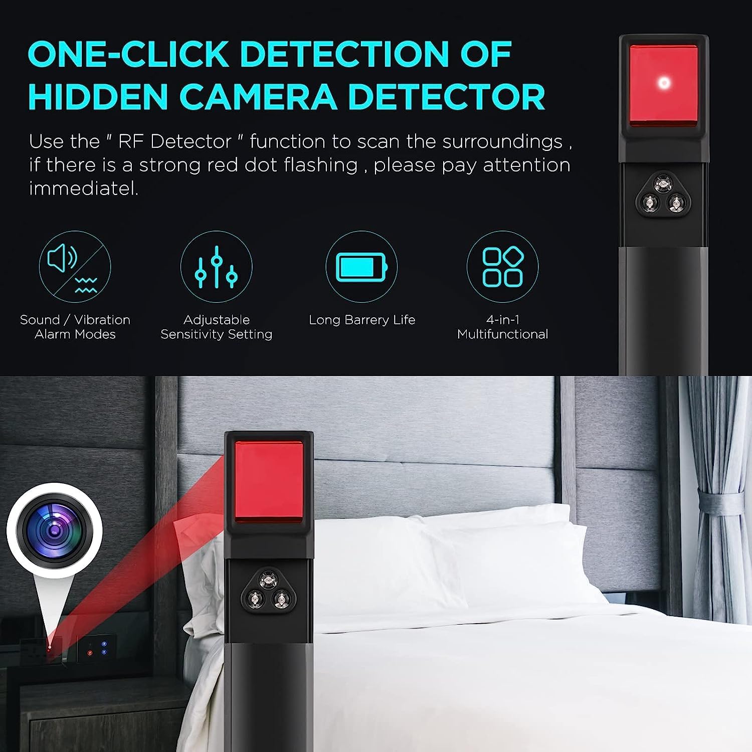 Hidden Camera Detector with RF and GPS Tracking - Military Grade Surveillance Device for Privacy Protection