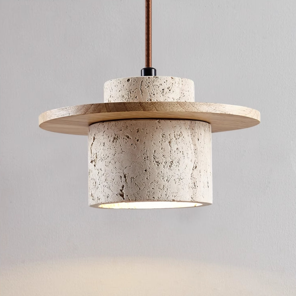 Travertine Pendant Light Fixture - Natural Stone Design for Kitchen Island & Dining Room