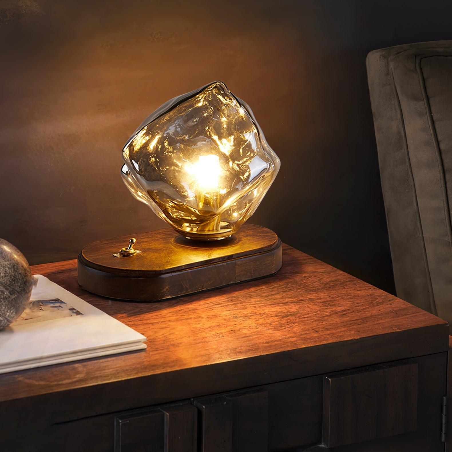 Glass Block Table Lamp | Modern Design with Clear Glass | Ideal for Living Room & Bedroom Lighting