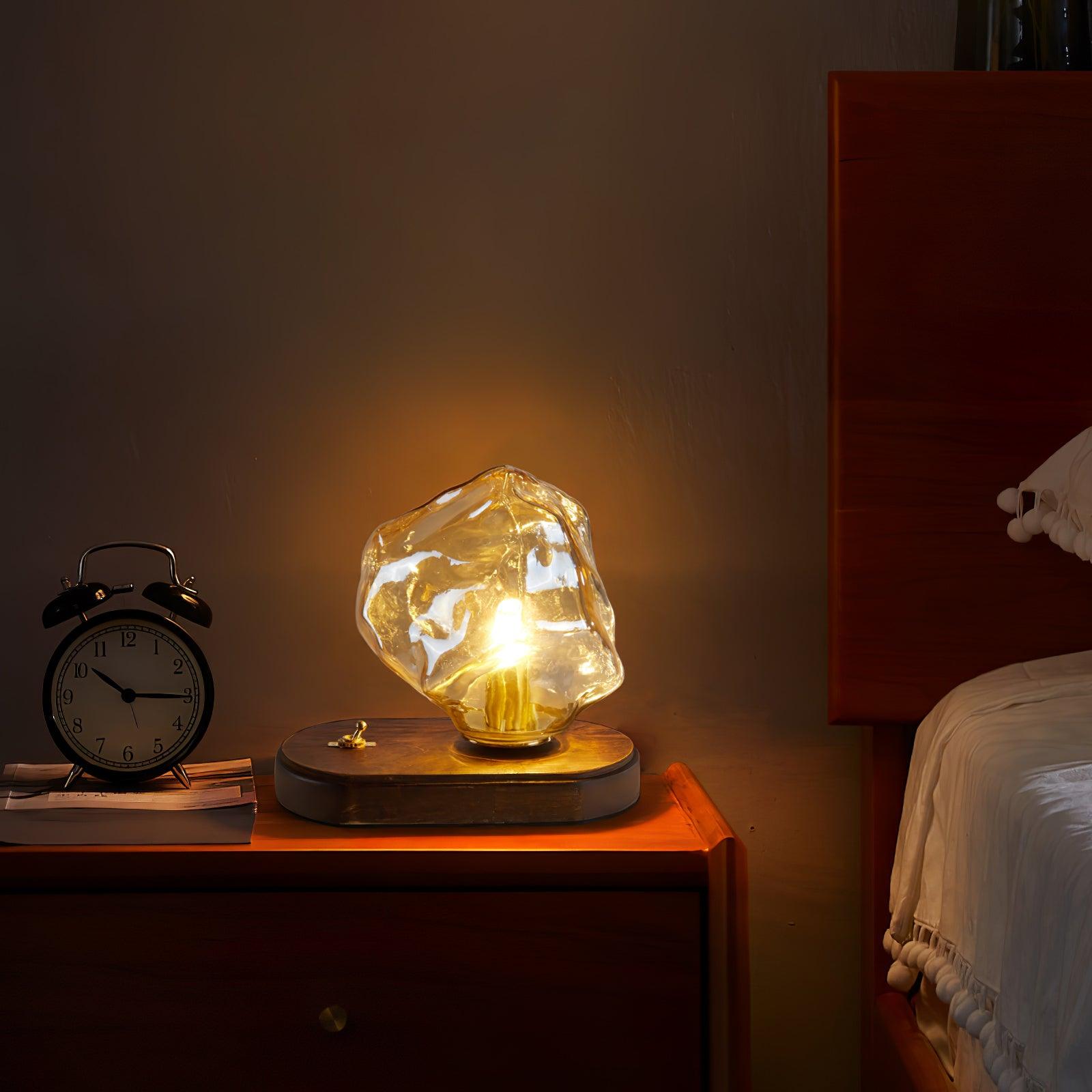 Glass Block Table Lamp | Modern Design with Clear Glass | Ideal for Living Room & Bedroom Lighting