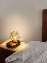 Glass Block Table Lamp | Modern Design with Clear Glass | Ideal for Living Room & Bedroom Lighting