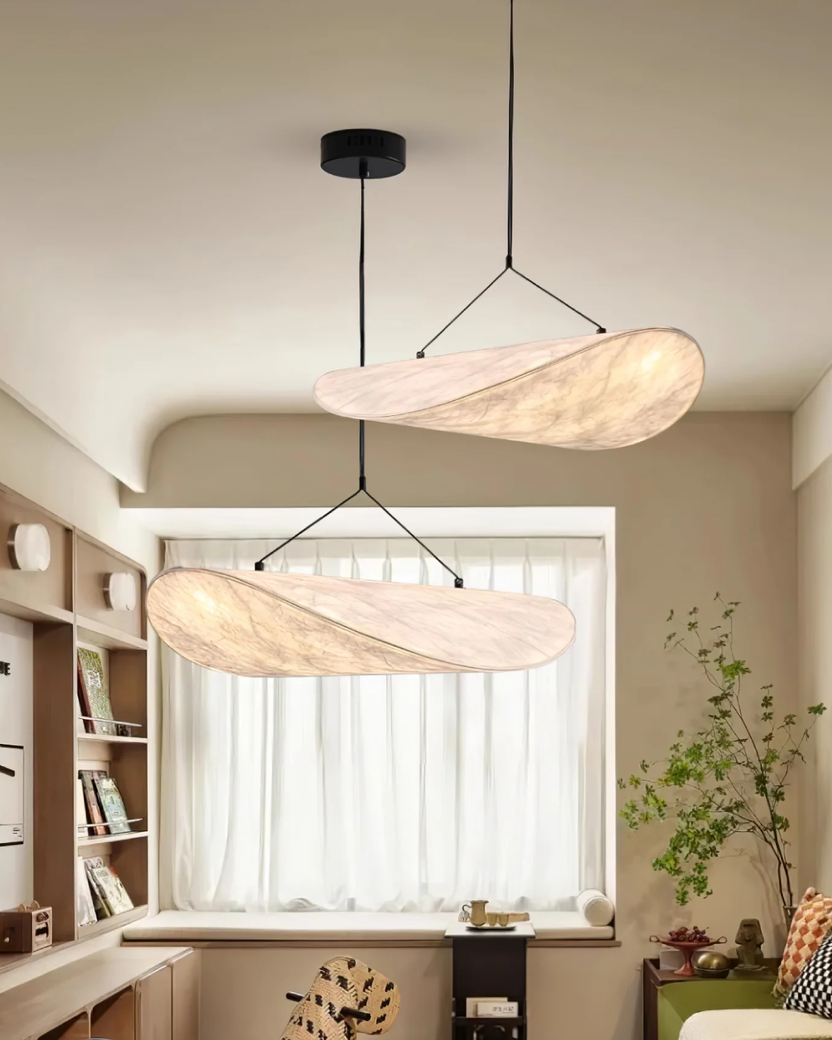 Japandi Style Table Lamp - Modern Minimalist Design with Wooden Base - Perfect for Living Room & Bedroom Decor