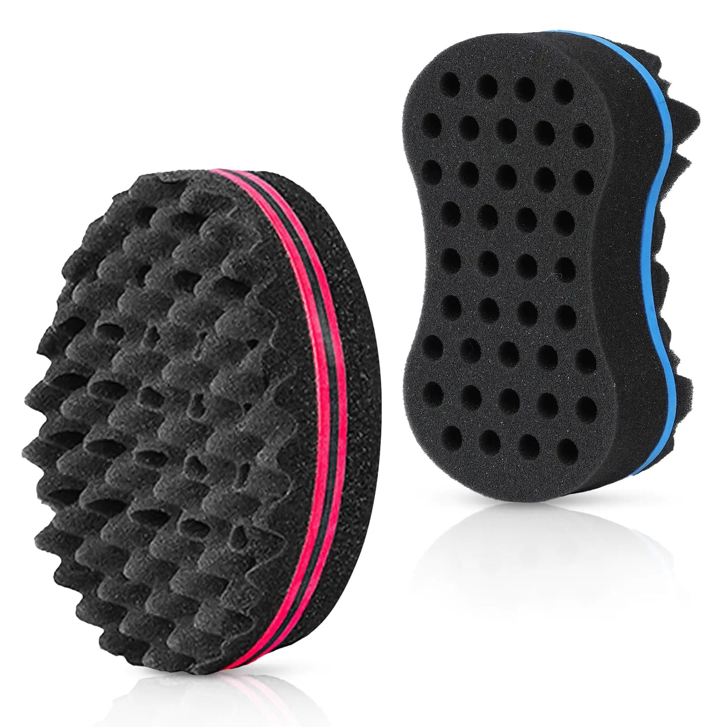 2pcs Hair Sponge Twist Comb, Hair Sponges for Men Curls and Natural Hair Women, Sponge Brush for Hair, Twist Brush and Curl Comb, Hair Twist Tool blue+red sponge 2pcs